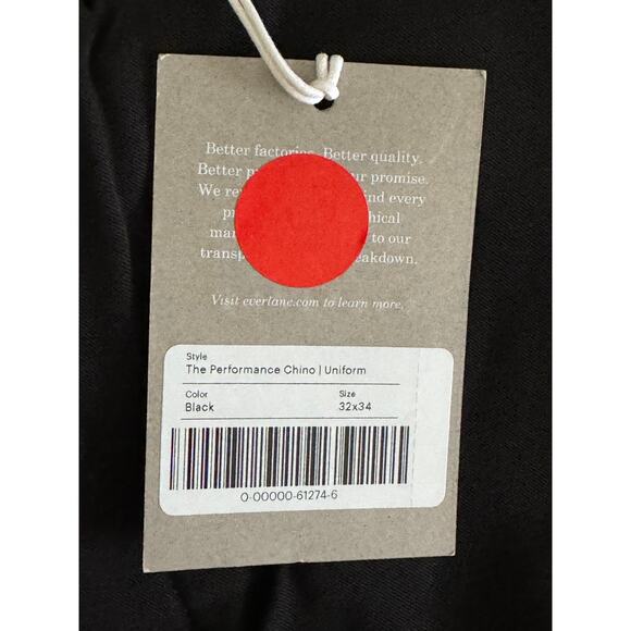NWT Everlane Mens The Performance Chino Straight Fit in Black Size 32 x 34 - Picture 7 of 15